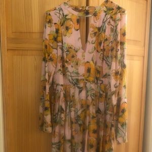 Free people bell sleeve pink floral dress